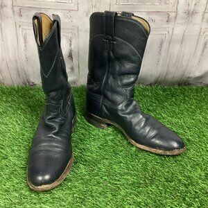 Vintage Justin Roper Cowgirl Western Boots Deep Navy / Black 3057 7.5A